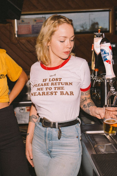 If lost please return me to the nearest bar Tee
